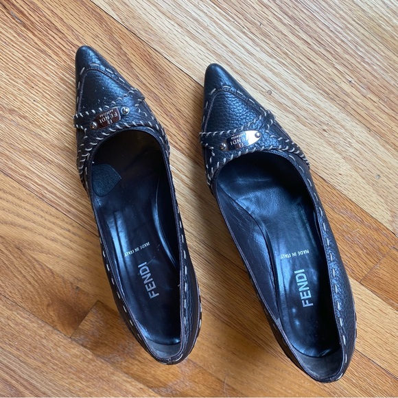 Fendi vintage 90’s brown leather pumps size 36.5 - Picture 6 of 6